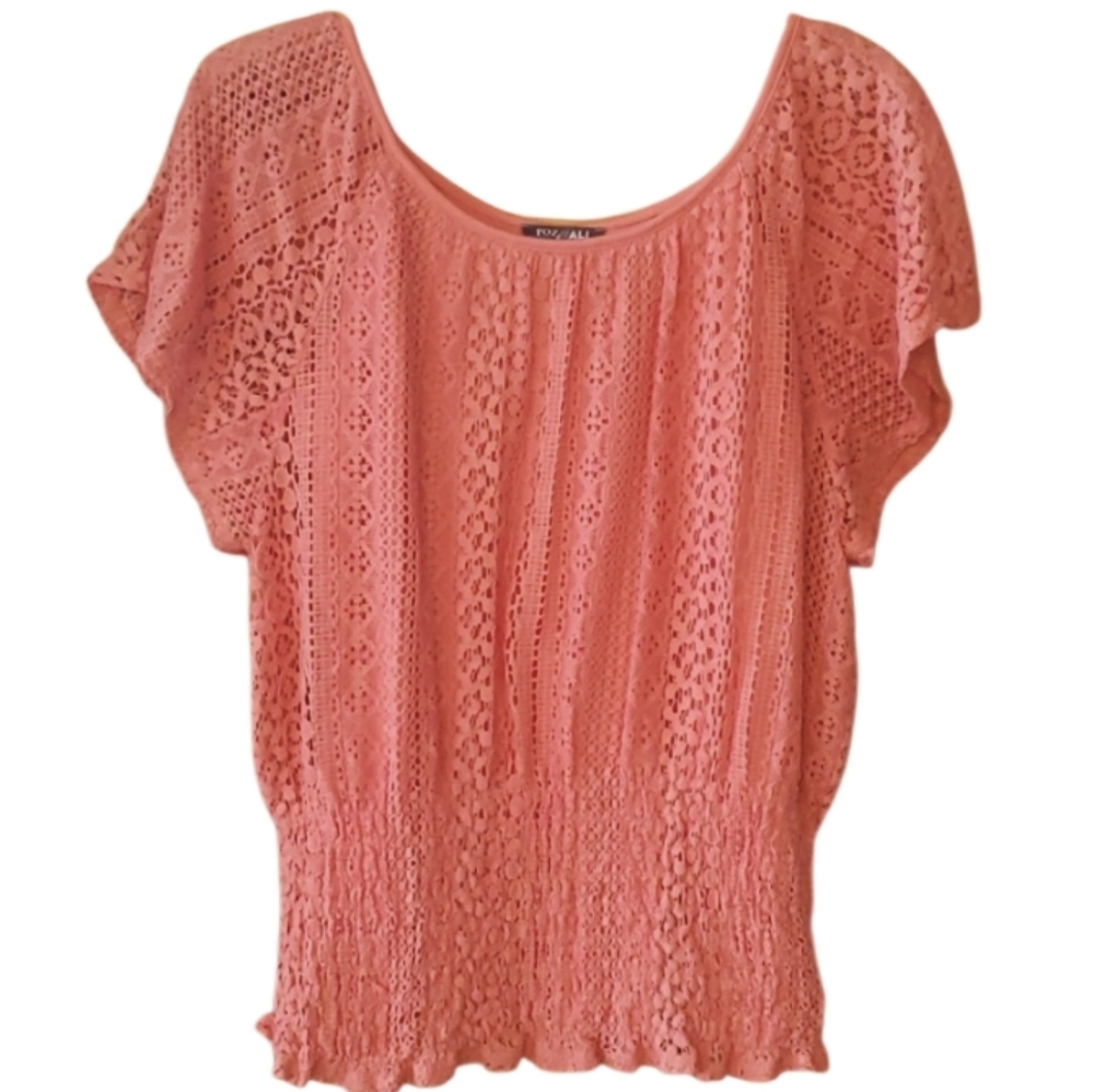 Roz & Ali Coral Lace Blouse